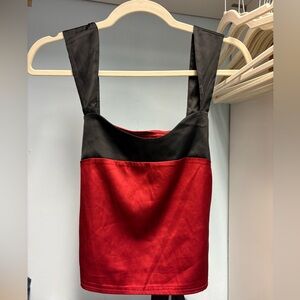 Red and black silk top